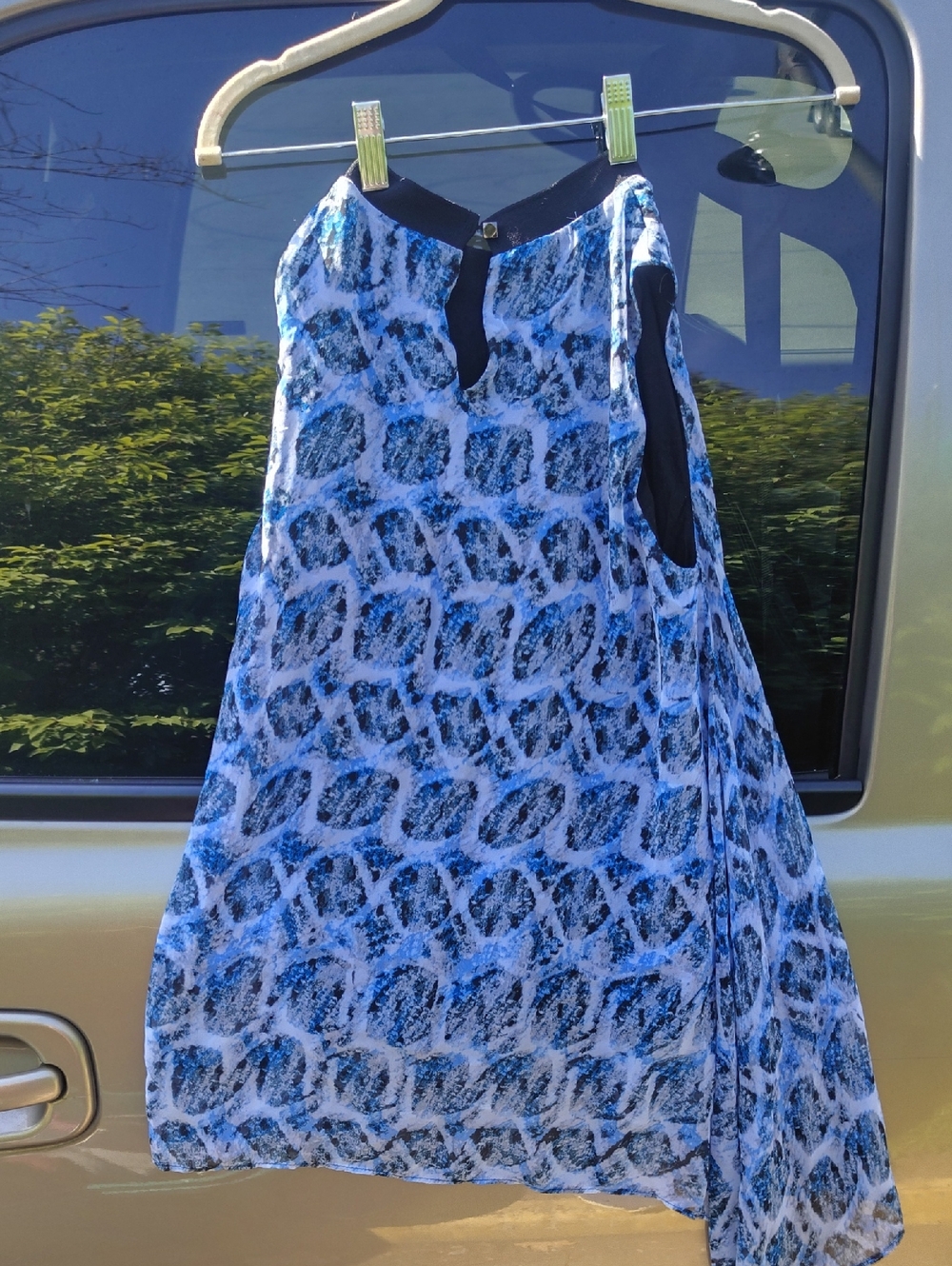 RACHEL Rachel Roy Blue & Black Printed Sleeveless Top